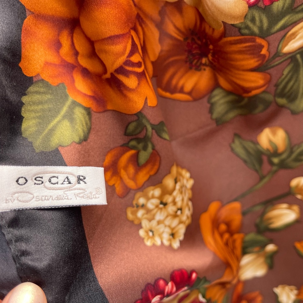 Oscar de la Renta Autumn Floral Silk Scarf
